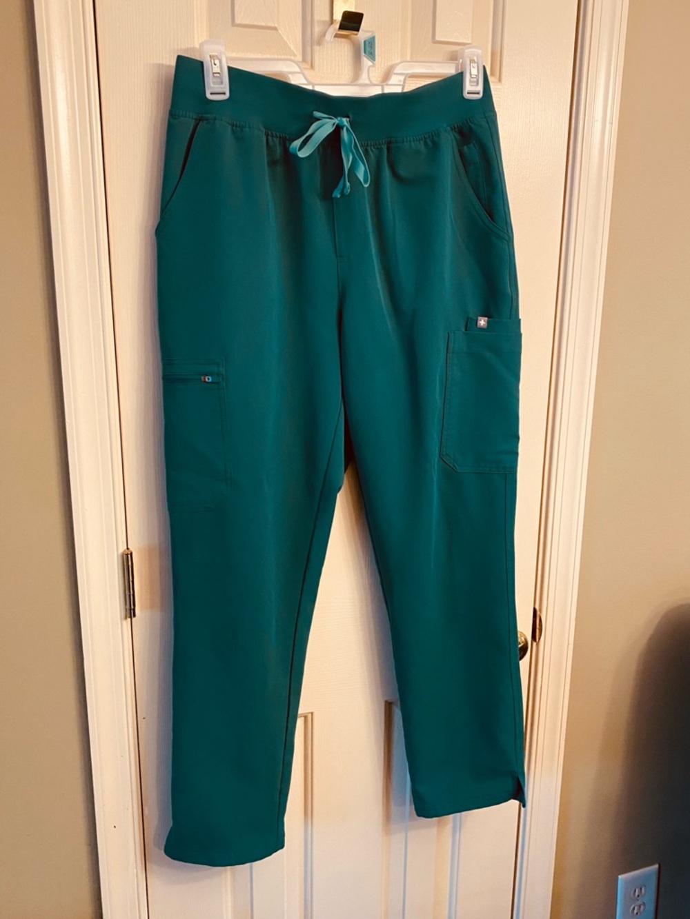Teal Women’s  Utility Scrub Pants with Drawstring Waist